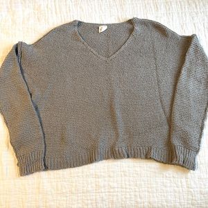 By Together Grey Knit V-Neck Sweater